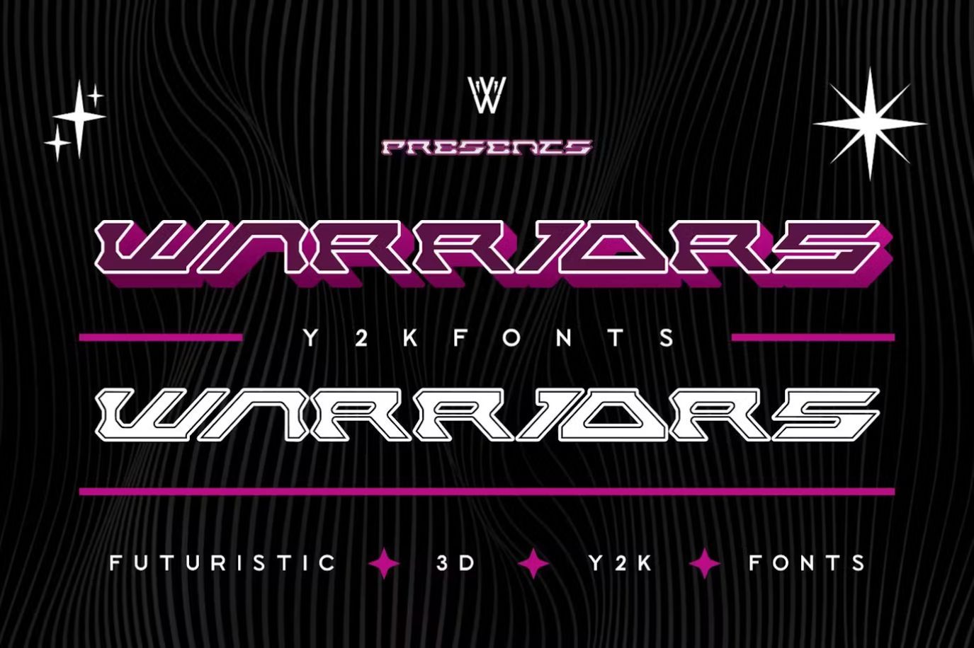 Warriors - 3D Y2K Font