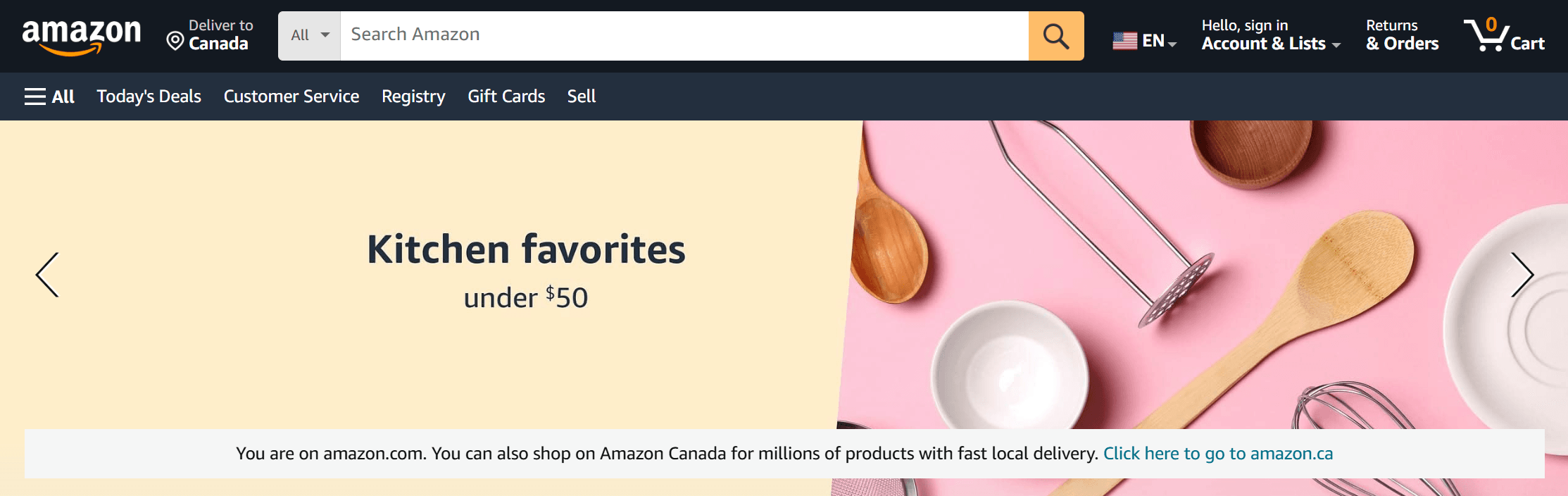 amazon navigation bar