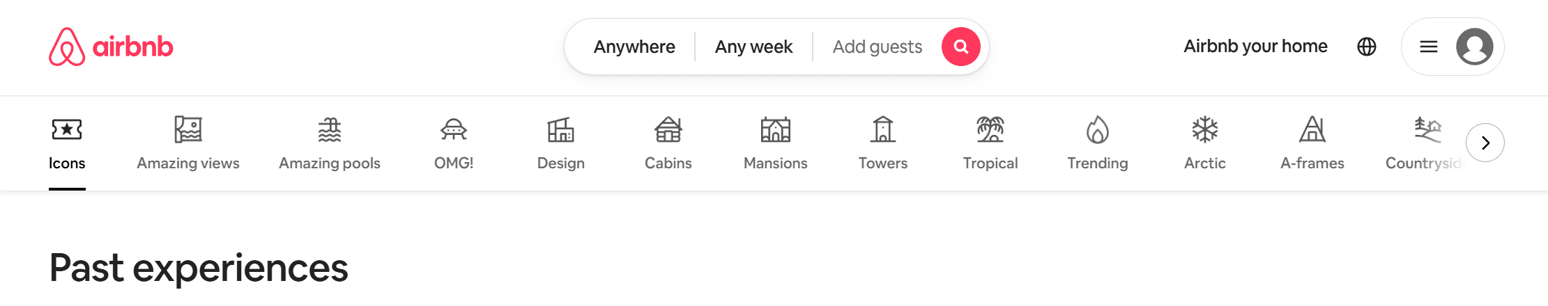 airbnb navigation bar