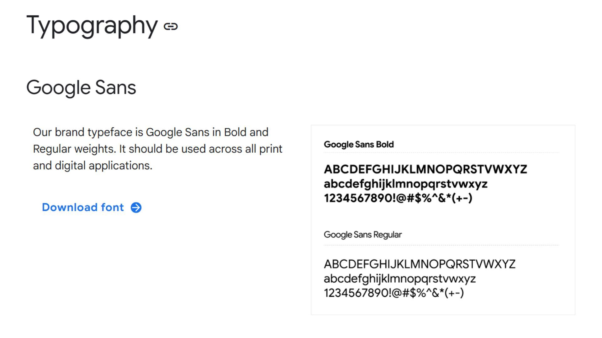 Google's UI typography style guide