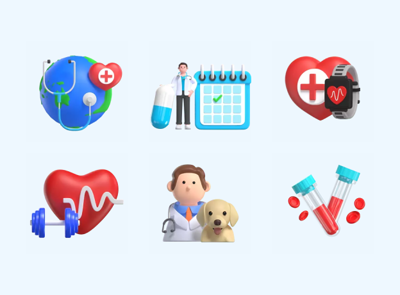 9 Healthcare 3d pack of graphics and illustrations
