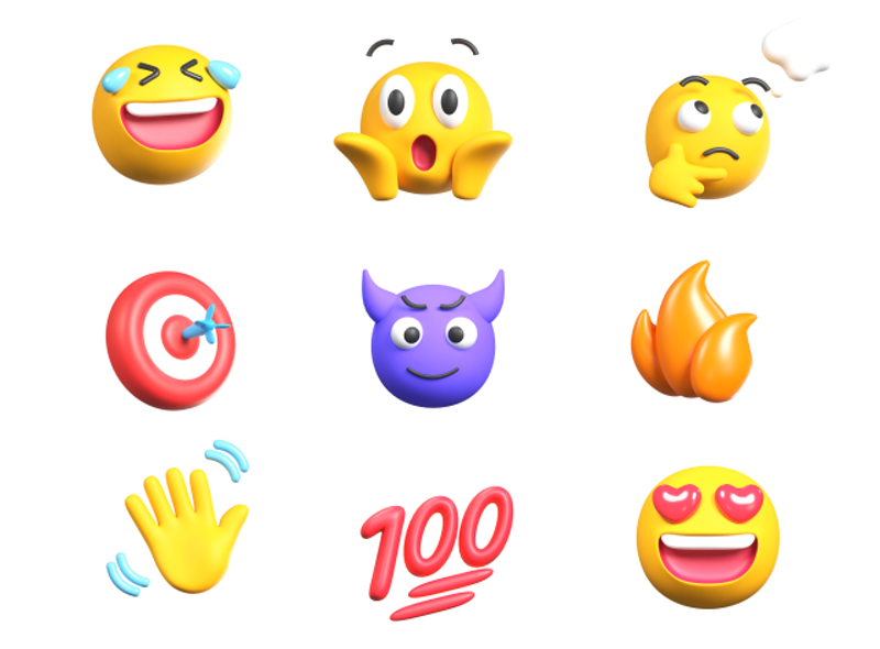 10 Paquete de iconos Emoji 3d pack of graphics and illustrations