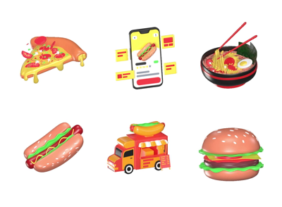 27 Iconos animados de alimentos 3d pack of graphics and illustrations