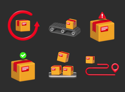 11 Parcel Delivery Animated 3d pack of graphics and illustrations