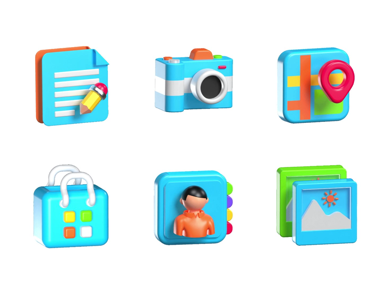 28 Iconos de aplicaciones animados en 3D 3d pack of graphics and illustrations