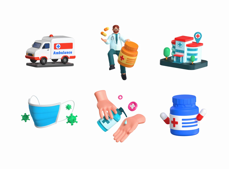 15 Unverzichtbares Gesundheitswesen 3d pack of graphics and illustrations