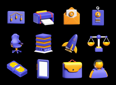 35 Pacote de ícones de negócios 3d pack of graphics and illustrations