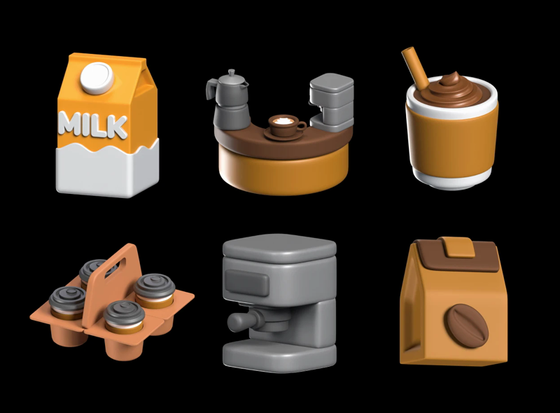 35 コーヒーショップ アイコンパック 3d pack of graphics and illustrations