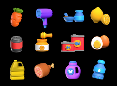 48 Lebensmittelgeschäft Icon Pack 3d pack of graphics and illustrations