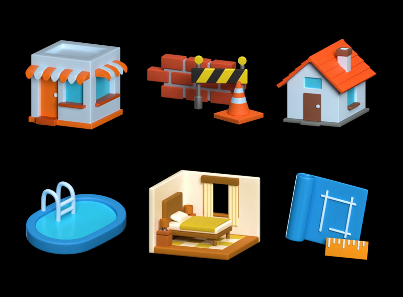 67 Icono del paquete inmobiliario 3d pack of graphics and illustrations