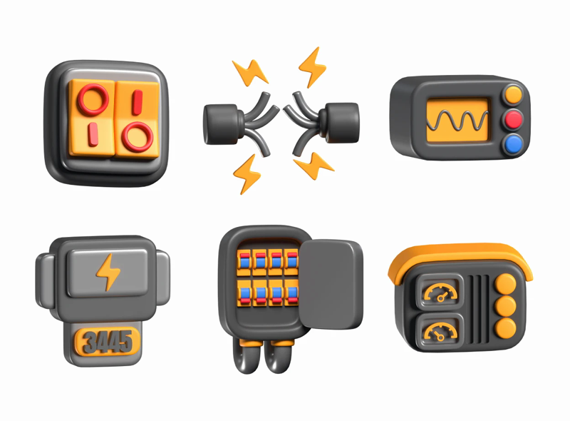 38 Elektrisches Icon Pack 3d pack of graphics and illustrations