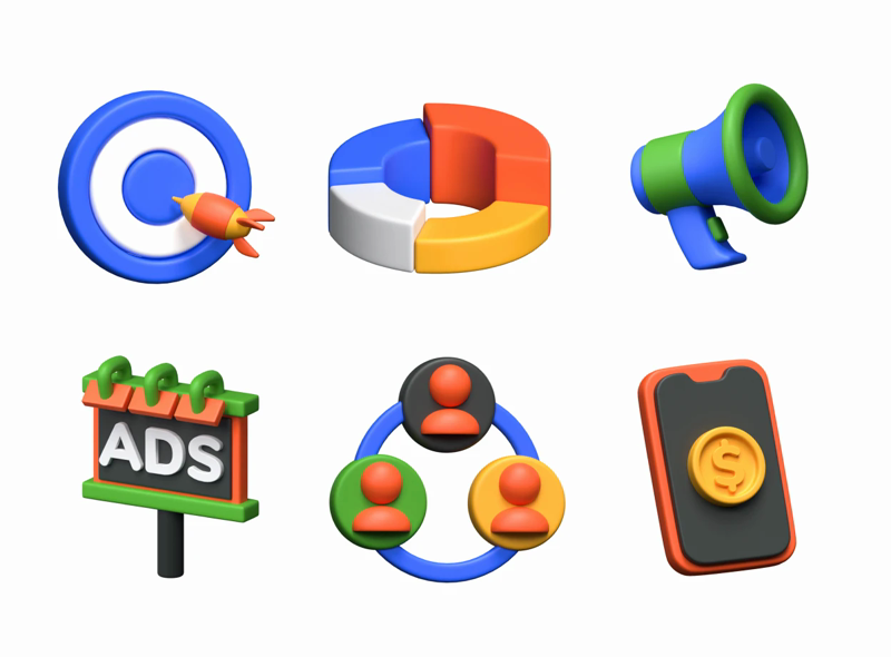 35 Paquete de iconos de marketing esencial 3d pack of graphics and illustrations