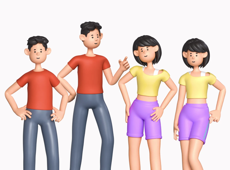 6 Shopping Characters 3d pack of graphics and illustrations