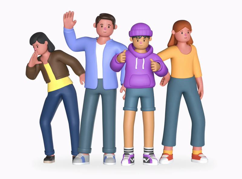 19 Casual Characters 3d pack of graphics and illustrations