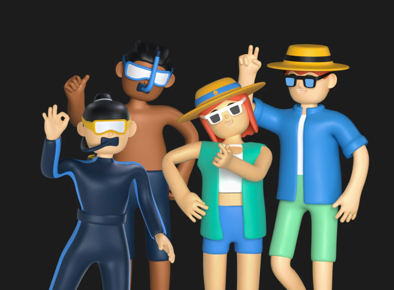 8 Traveling Characters 3d pack of graphics and illustrations