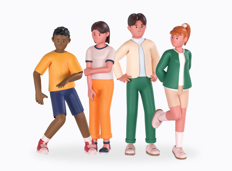 20 Teenager Characters 3d pack of graphics and illustrations