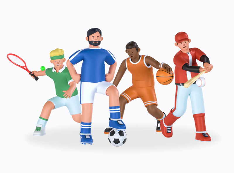 20 Personagens esportivos 3d pack of graphics and illustrations