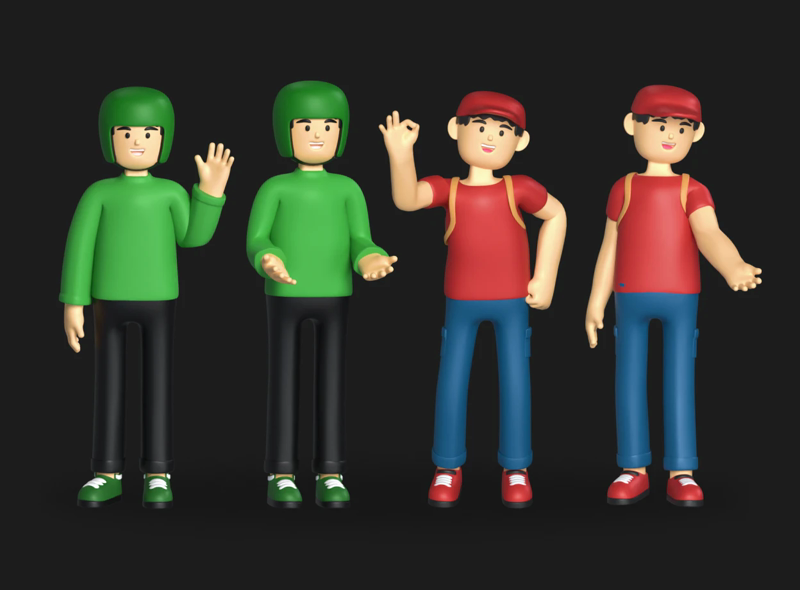 6 Delivery Characters 3d pack of graphics and illustrations