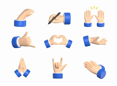 39 Emoji gesto de la mano 3d pack of graphics and illustrations