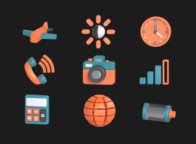 44 Iconos de interfaz de usuario para móviles 3d pack of graphics and illustrations