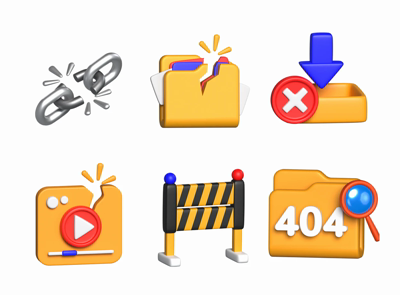 19 Error Iconos rotos 3d pack of graphics and illustrations