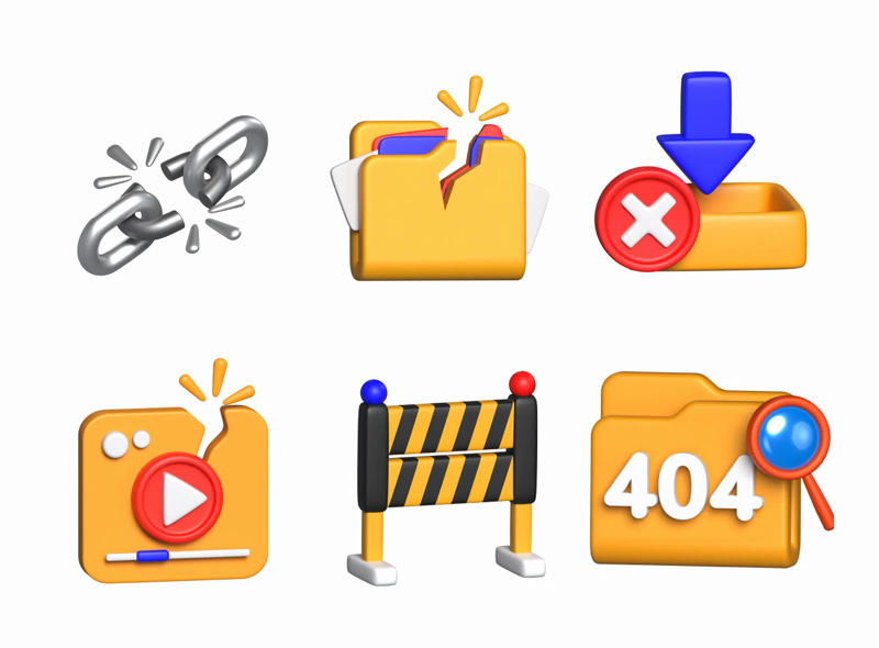 19 Error Iconos rotos 3d pack of graphics and illustrations