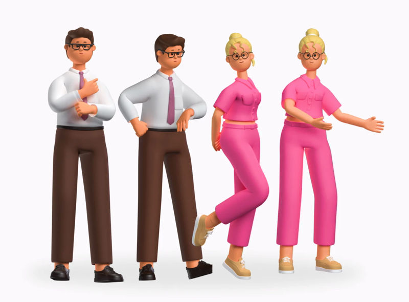 6 Personaje de oficina Vol. 2 3d pack of graphics and illustrations