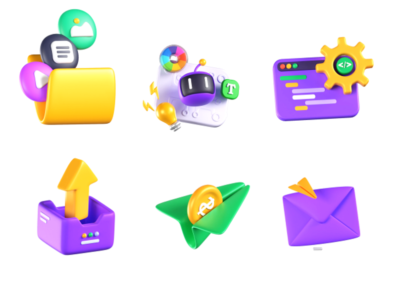 7 Verarbeitung Icon Pack 3d pack of graphics and illustrations