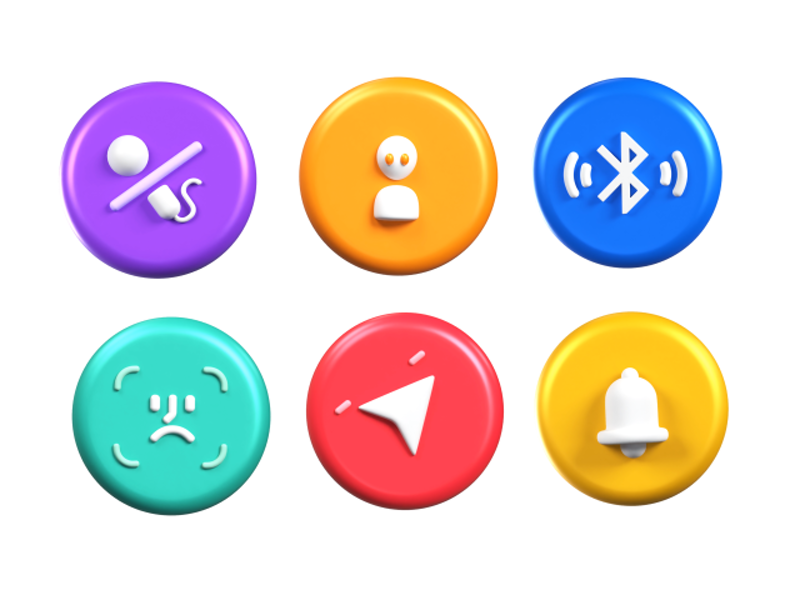 8 Paquete de iconos de alertas de permiso 3d pack of graphics and illustrations