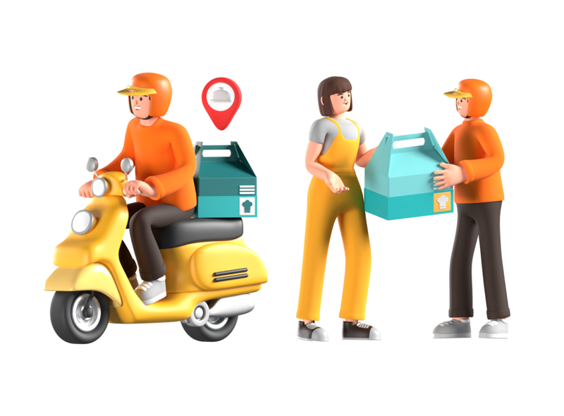 11 Food Delivery Illustration Pack 3d pack of graphics and illustrations