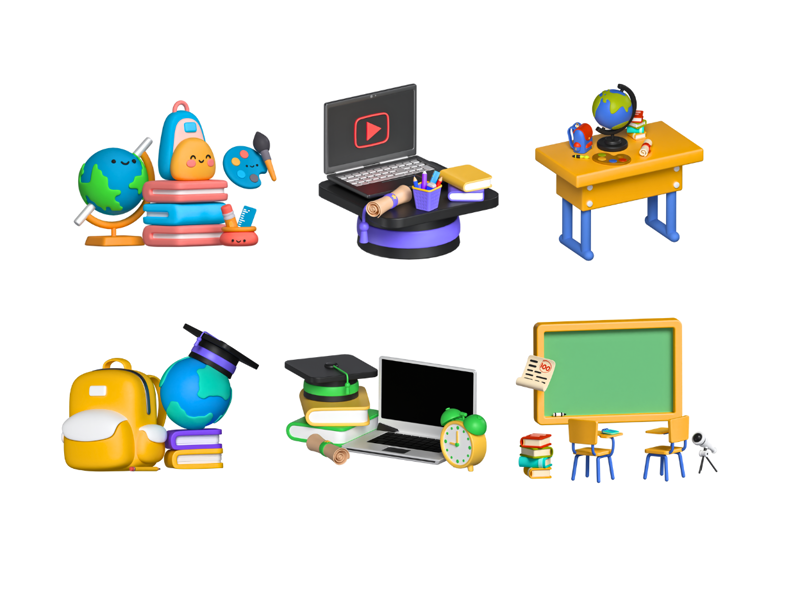 8 Educación Vol. 6 3d pack of graphics and illustrations