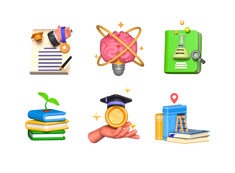 5 Educación Vol. 7 3d pack of graphics and illustrations