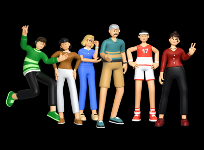 6 Character  Set 3d pack of graphics and illustrations