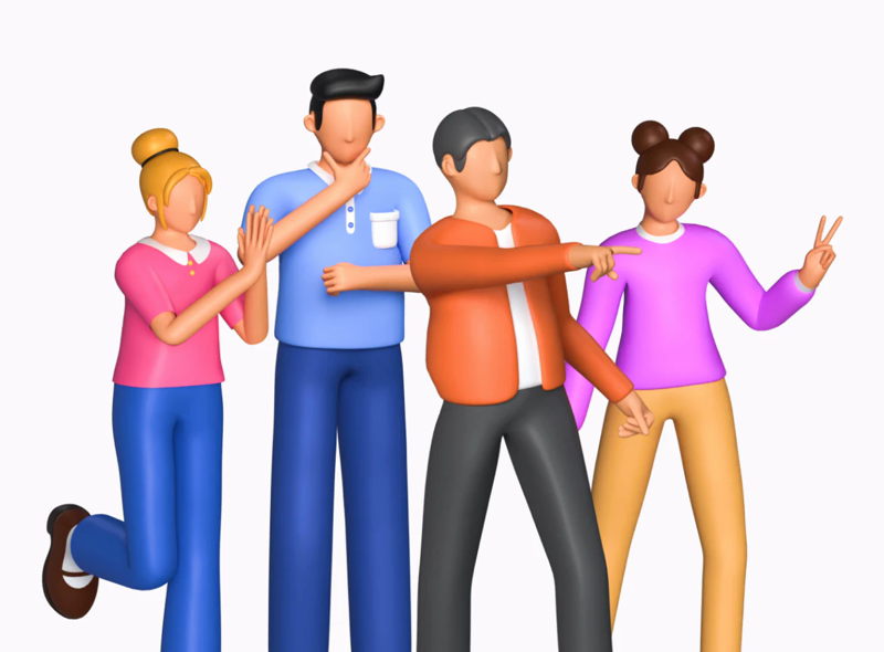 8 Personagens do trabalho em equipe 3d pack of graphics and illustrations