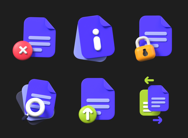 10 Paquete de iconos de archivos animados 3d pack of graphics and illustrations