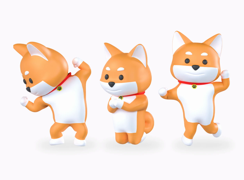 6 Pack de personajes del perro Shiba Inu 3d pack of graphics and illustrations