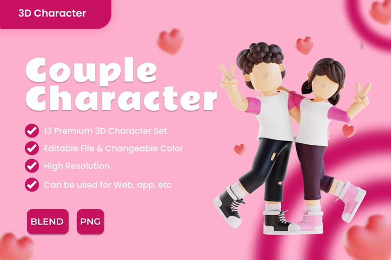 13 Couple Character 3d pack of graphics and illustrations