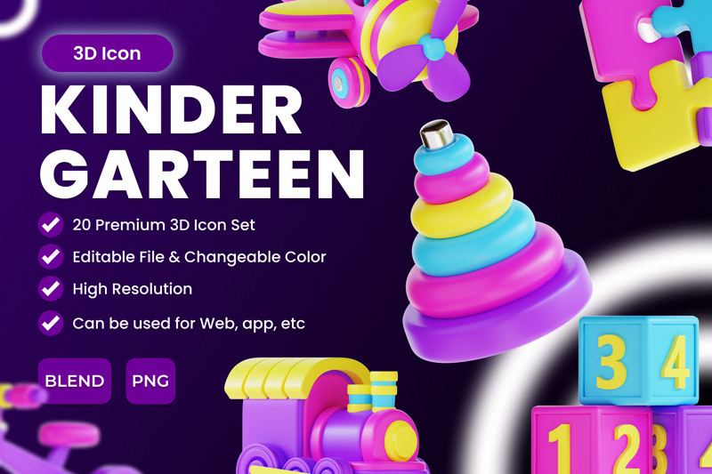 20 Kindergarten 3d pack of graphics and illustrations