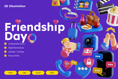 22 Friendship Day 3d pack of graphics and illustrations