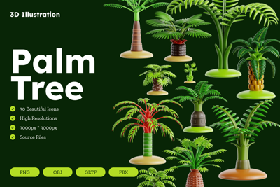 30 Palmera 3d pack of graphics and illustrations