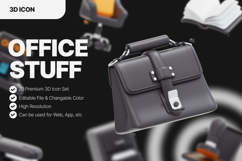 20 Office Stuff 3d pack of graphics and illustrations