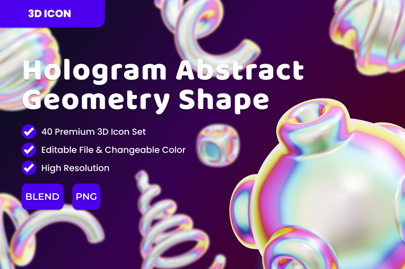 39 Hologram Abstract Geometry Shape 3d pack of graphics and illustrations