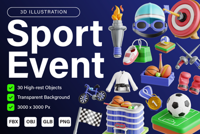 25 Evento deportivo 3d pack of graphics and illustrations