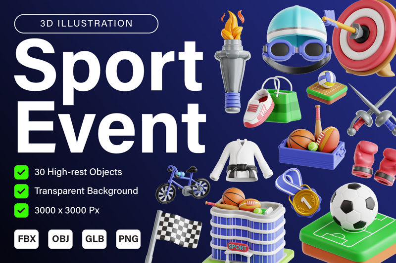 19 Sport Event 3d pack of graphics and illustrations