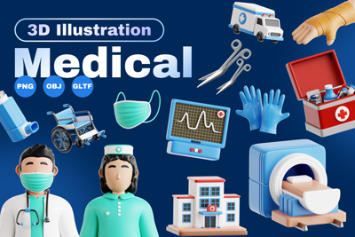 22 Médico 3d pack of graphics and illustrations