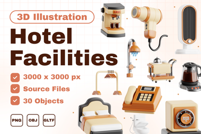 25 Instalações do hotel 3d pack of graphics and illustrations