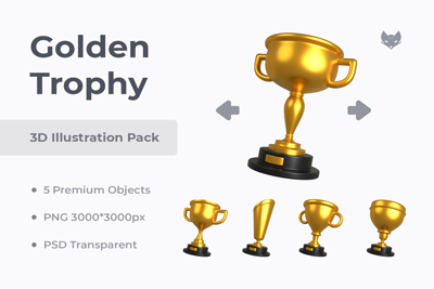 5 Goldene Trophäe 3d pack of graphics and illustrations