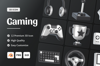 12 Gaming  3d pack of graphics and illustrations