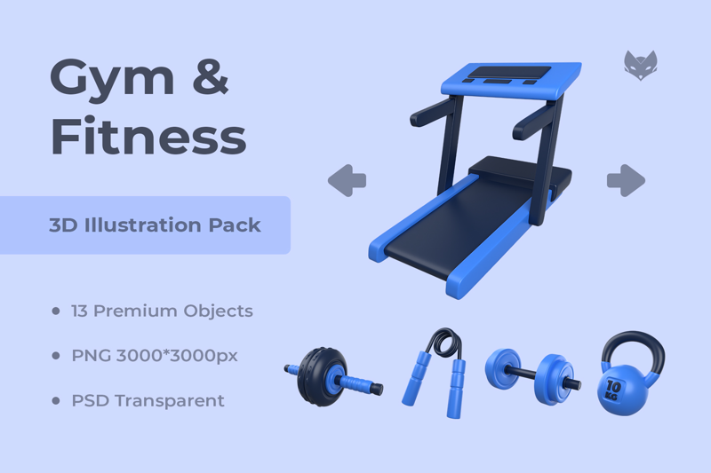 13 Gym & Fitness  3d pack of graphics and illustrations