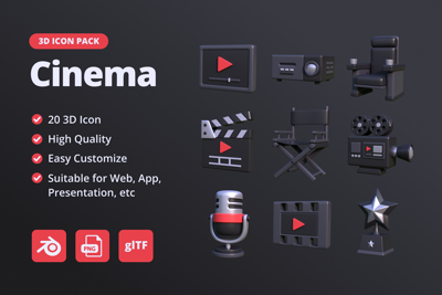 18 Cinema 3d pack of graphics and illustrations